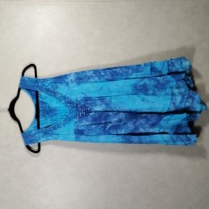 01537 Denim 24/7 blue tie dye sleeveless dress L